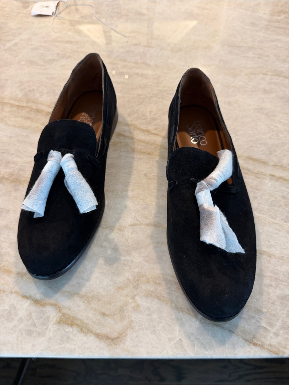 Franco Sarto On Trend Black Suede Tassel Loafers